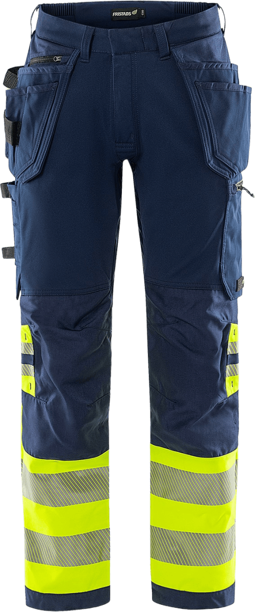 Fristads High VIS Green Rakentajan Stretch Housut LK 1 2643 GSTP