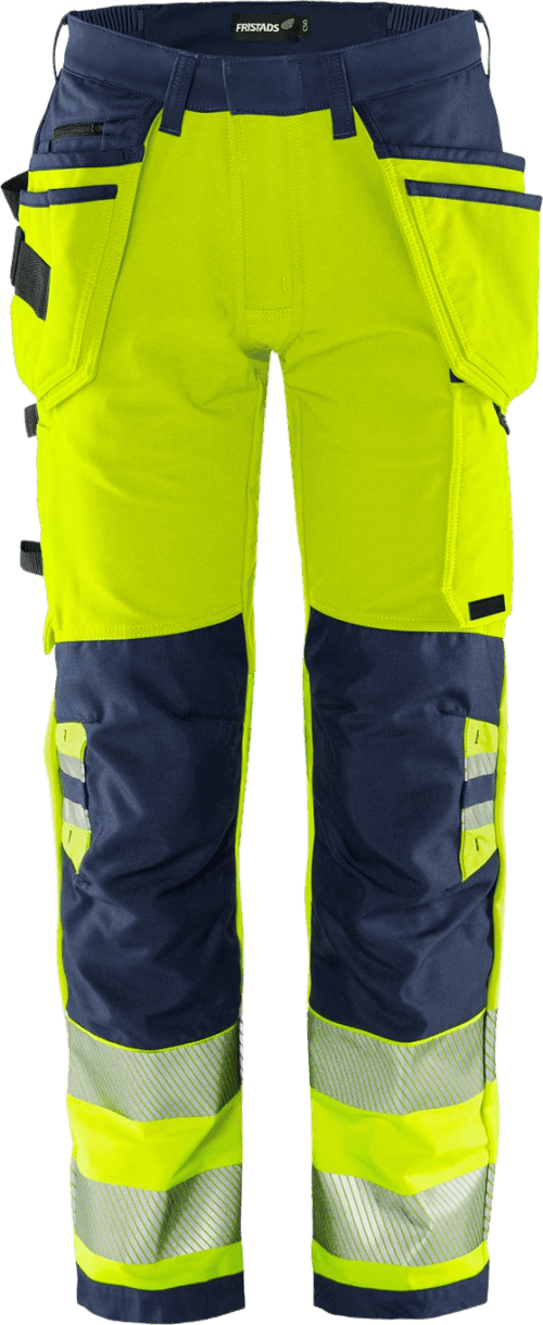 Fristads High VIS Green Rakentajan Stretch Housut LK 2 2644 GSTP