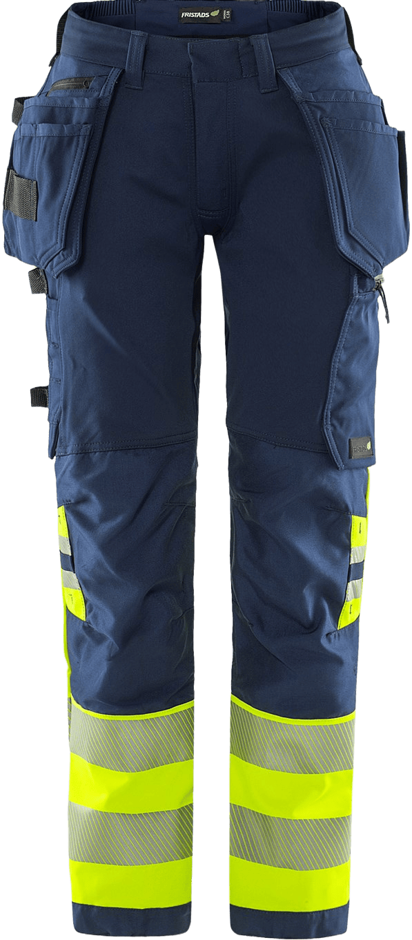 Fristads High VIS Green Rakentajan Stretch Housut LK 1 2663 GSTP Naisten