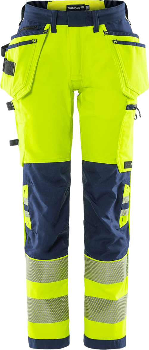 Fristads High VIS Green Rakentajan Stretch Housut LK 2 2664 GSTP Naisten