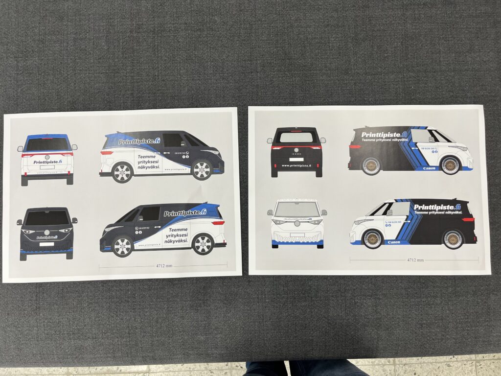 Printtipiste teippaussuunnitelmat pakettiauto