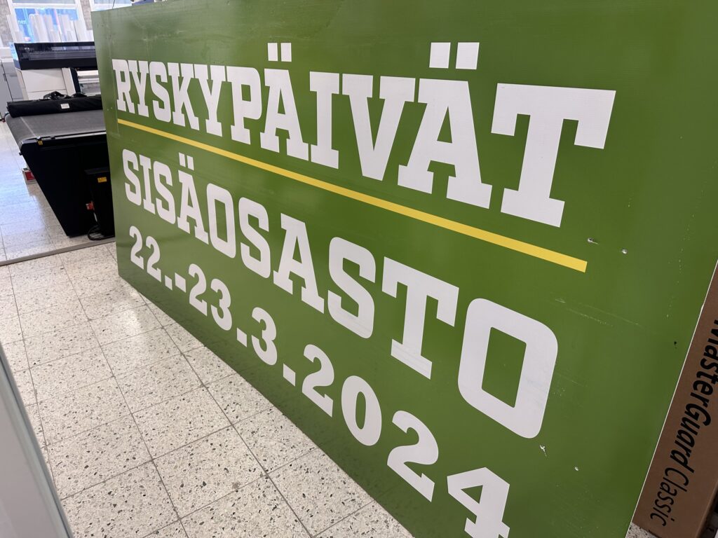 Ryskypäivät sisäosasto kyltti